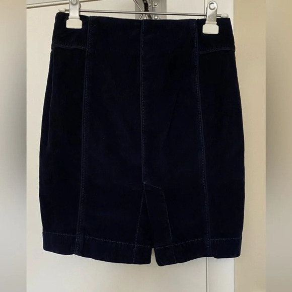 Free People Dresses & Skirts - Vintage Free People Navy Corduroy Pencil Skirt with Wooden Buttons Size 2